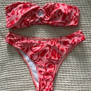 Red and pink bikini set